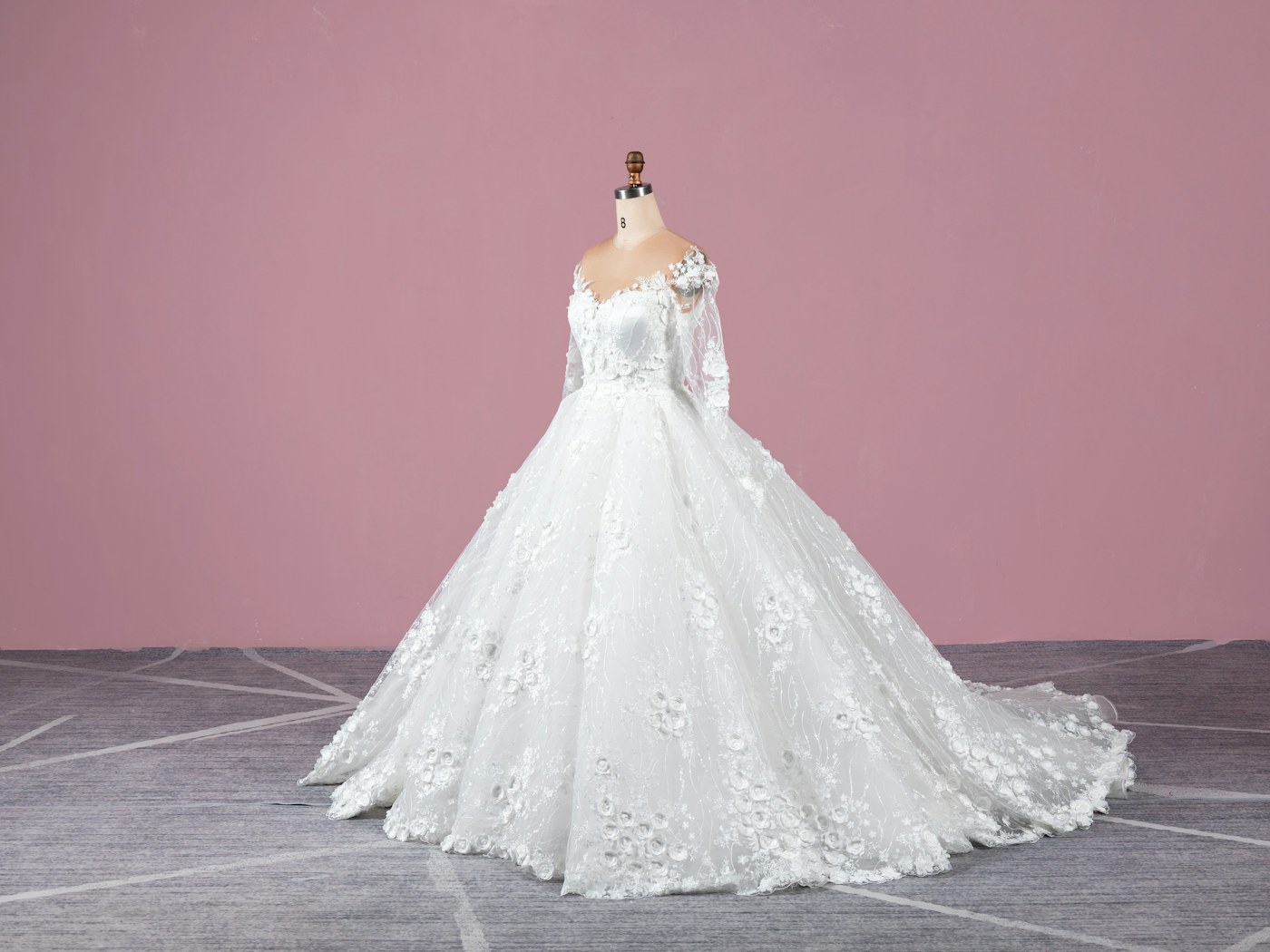 Long sleeve modest bridal gown
